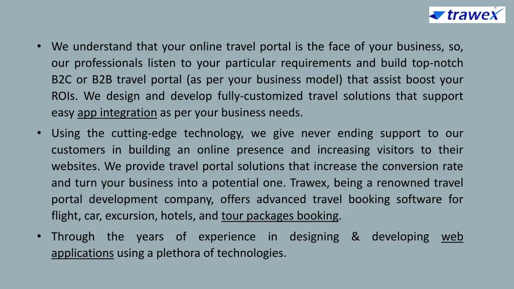 we understand that your online travel portal