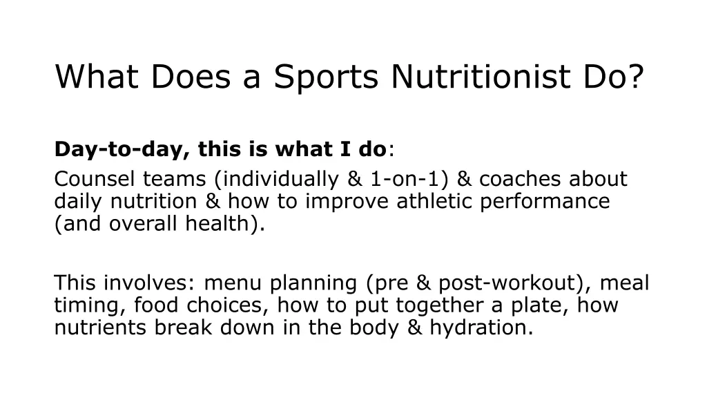 what does a sports nutritionist do