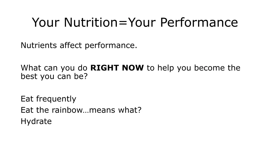 your nutrition your performance