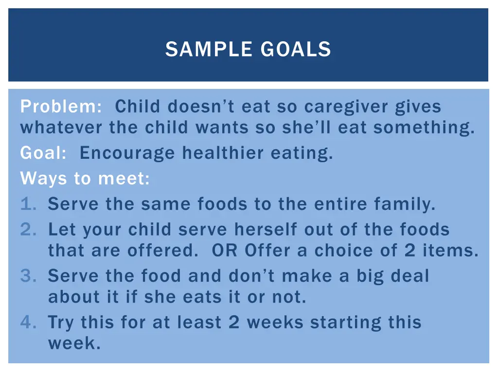 sample goals 2