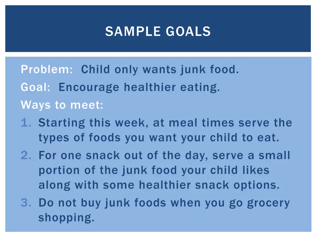sample goals 3