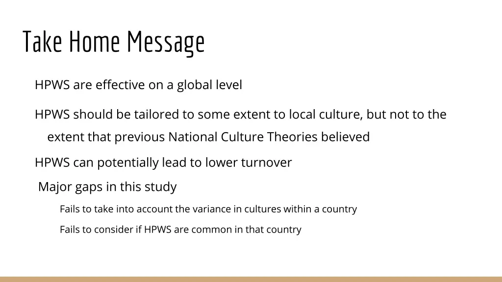 take home message