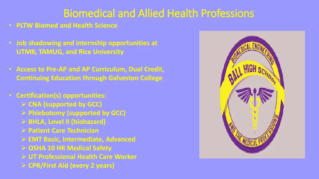 biomedical and allied health professions