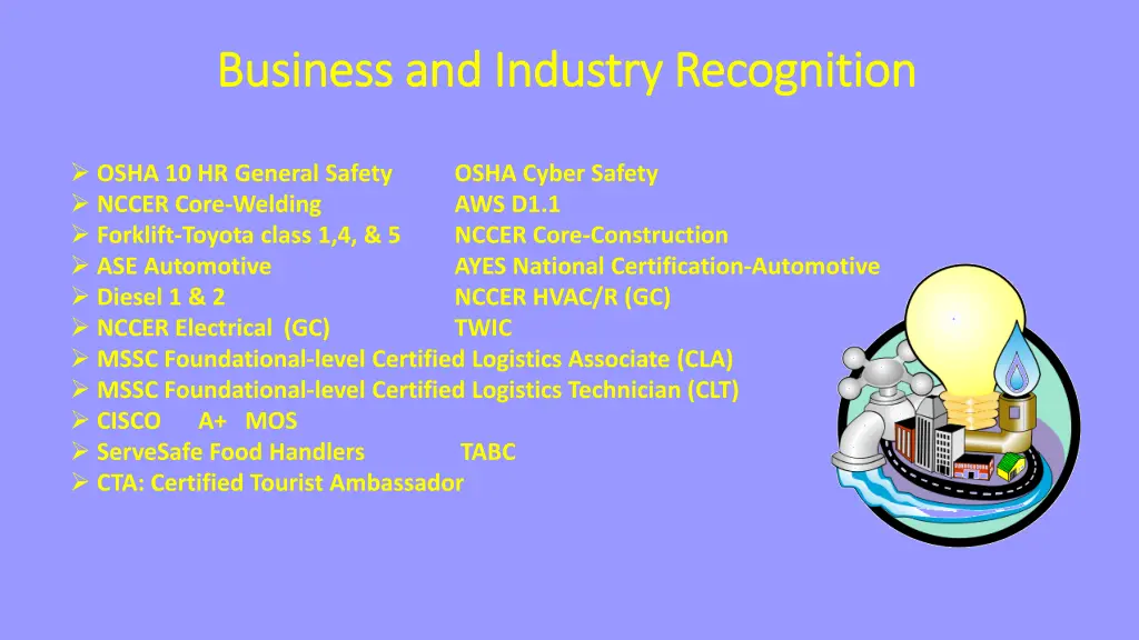 business and industry recognition business