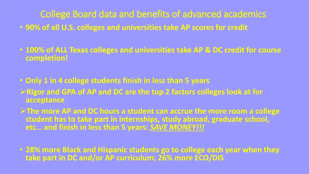 college board data and benefits of advanced