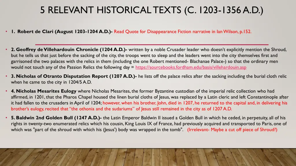 5 relevant historical texts c 1203 1356 a d
