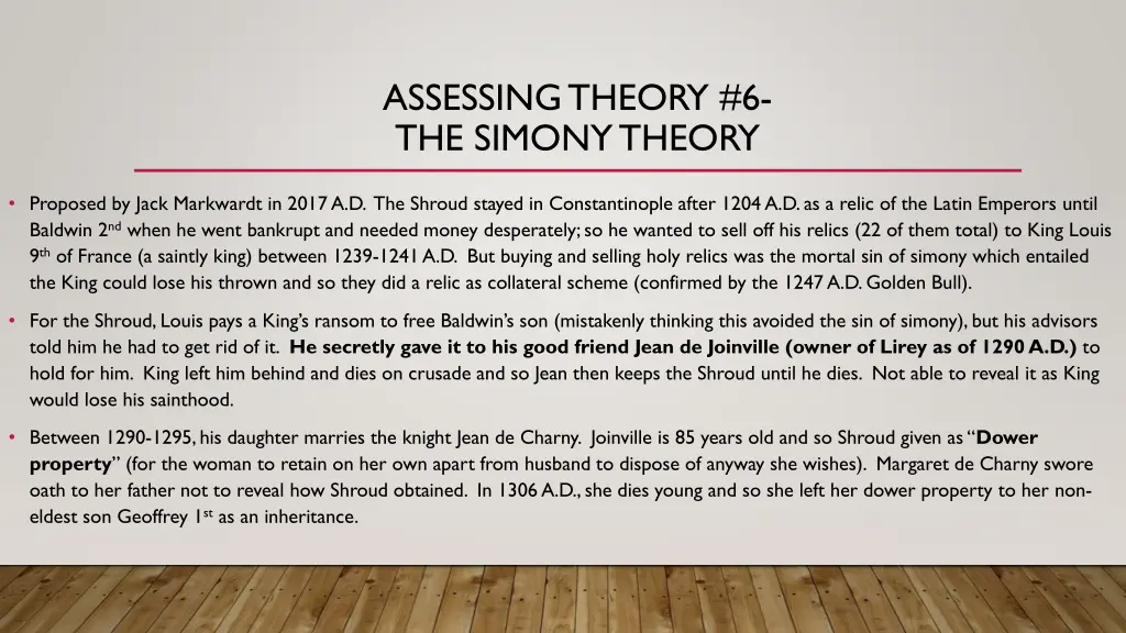 assessing theory 6 the simony theory