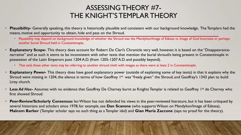assessing theory 7 the knight s templar theory