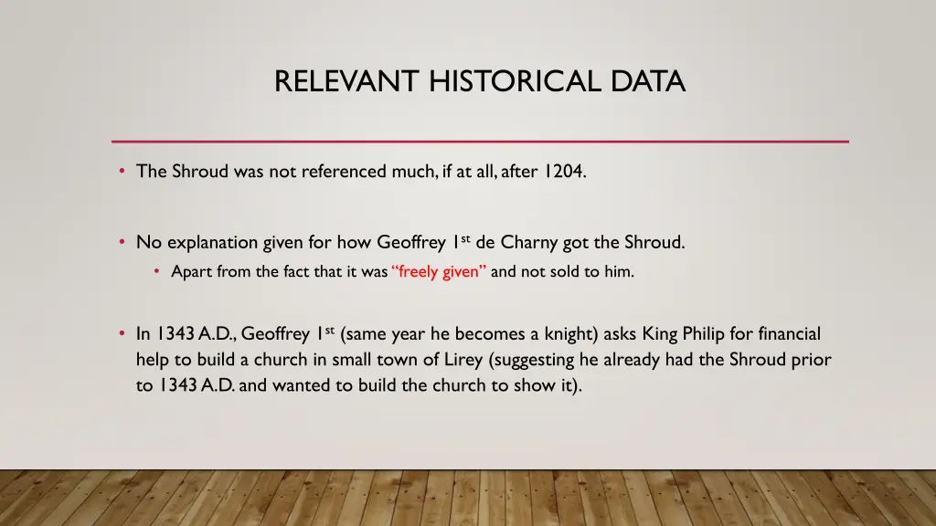 relevant historical data