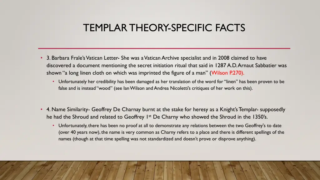 templar theory specific facts 1