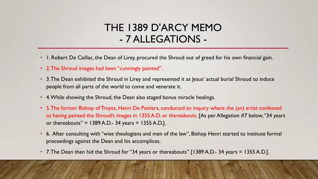 the 1389 d arcy memo 7 allegations