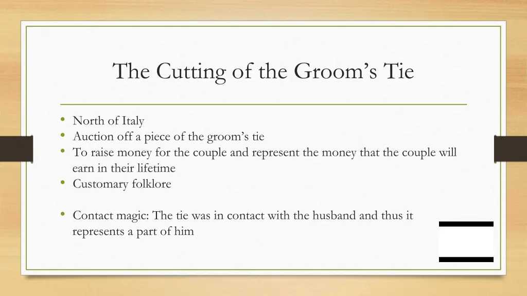 the cutting of the groom s tie