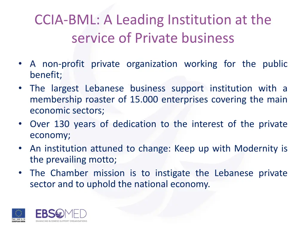 ccia bml a leading institution at the service