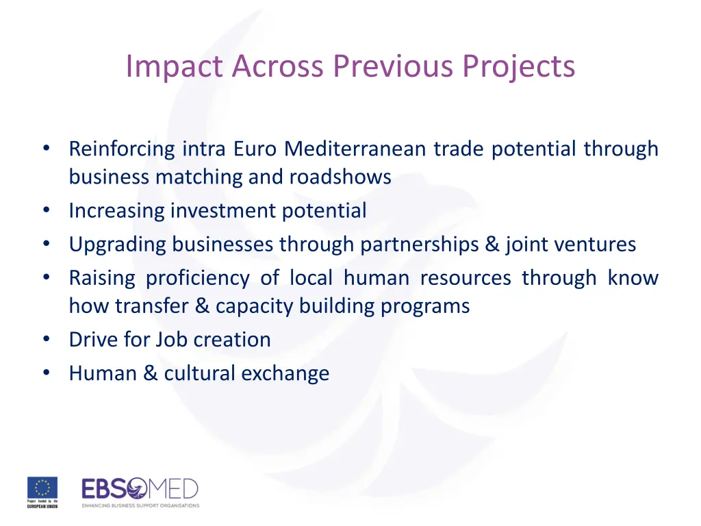 impact across previous projects