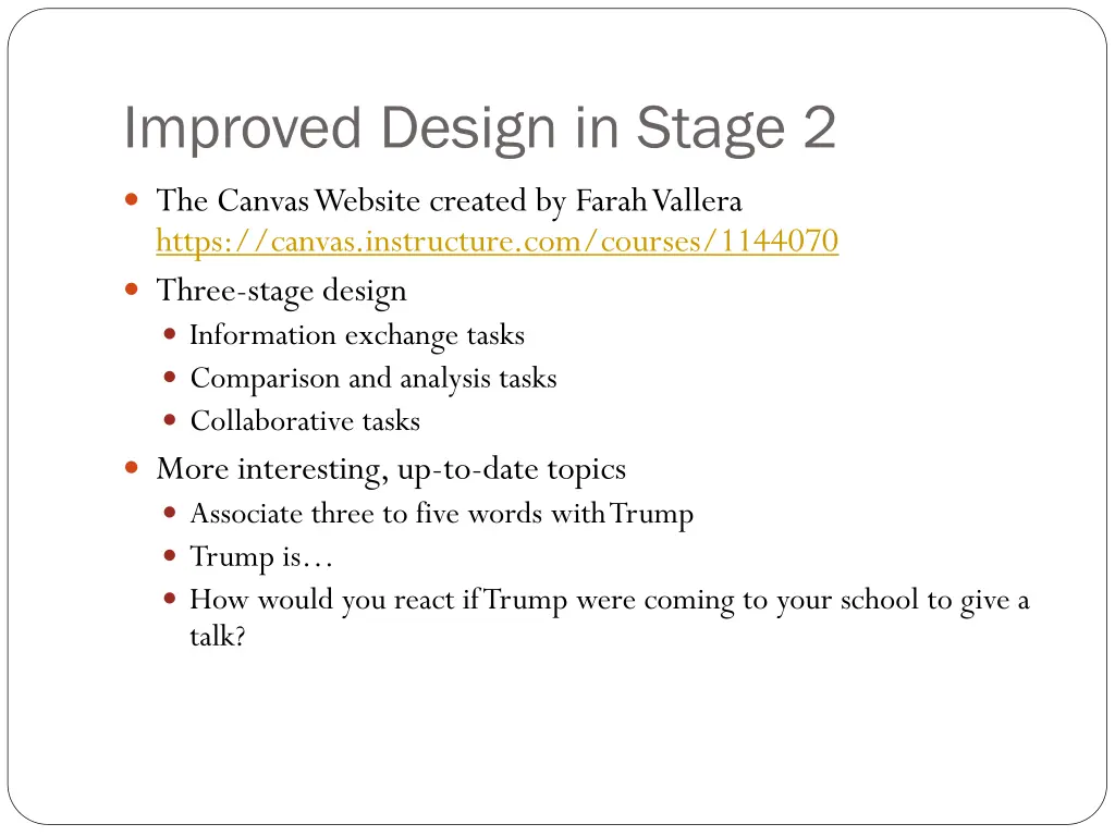 improved design in stage 2