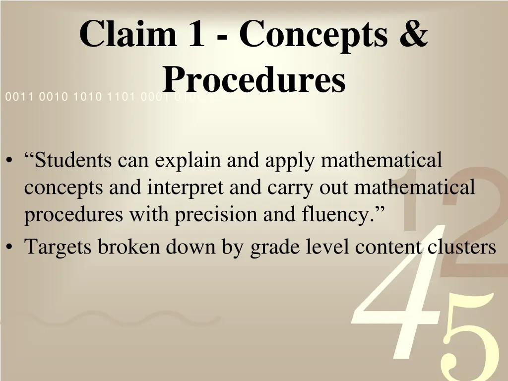 claim 1 concepts procedures