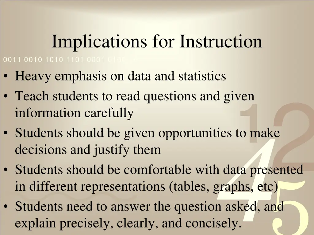 implications for instruction