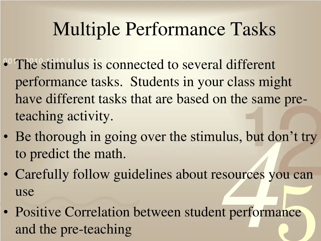 multiple performance tasks