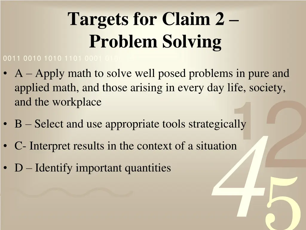 targets for claim 2 problem solving