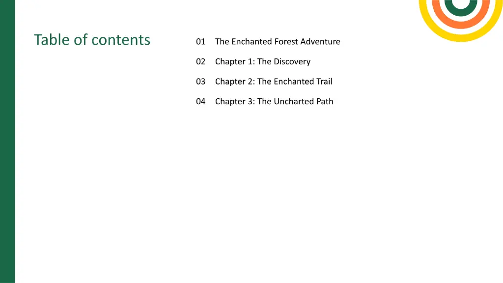 table of contents