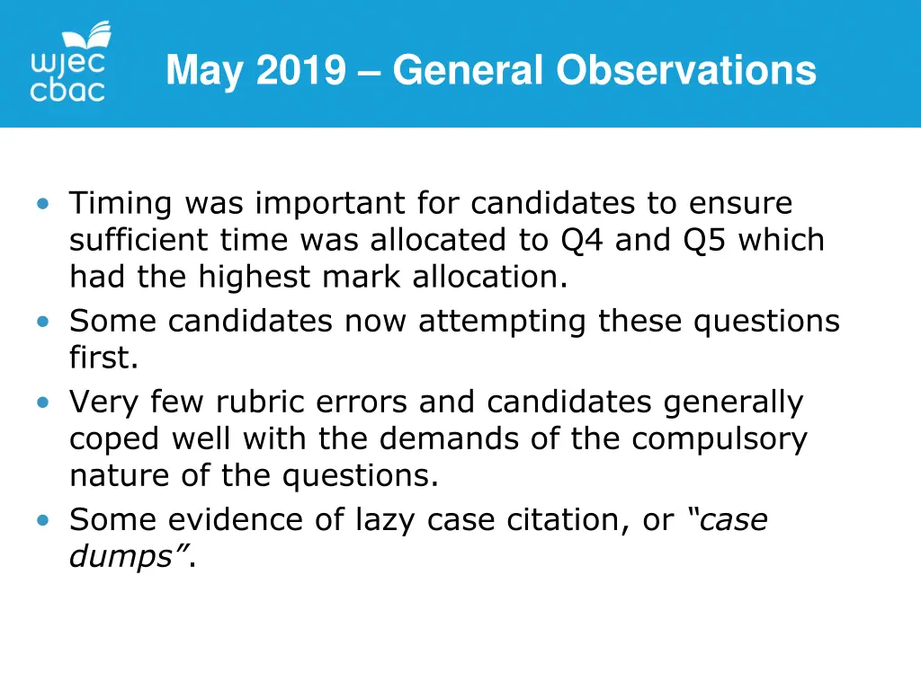 may 2019 general observations