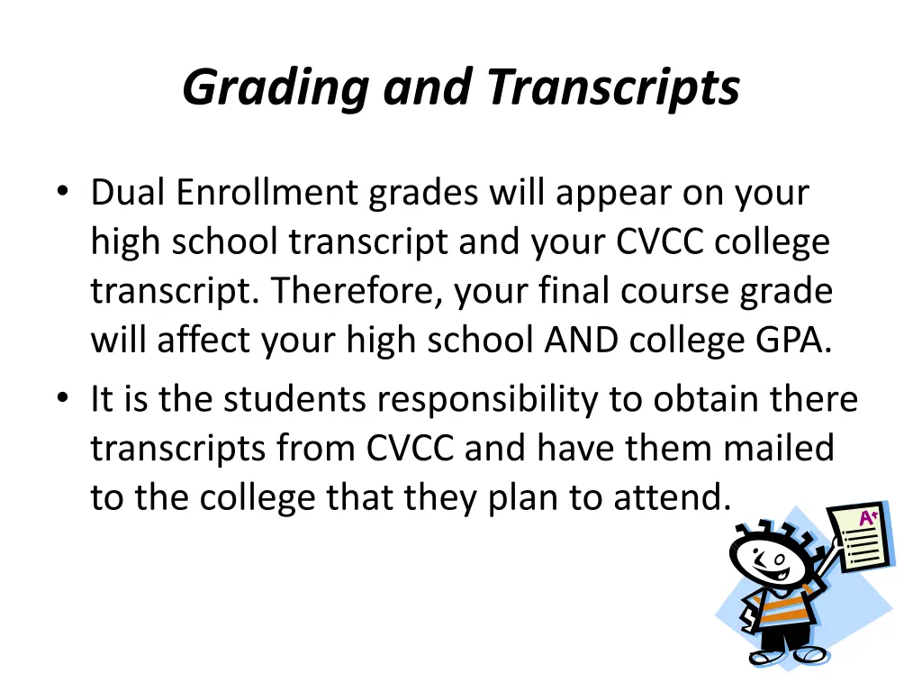 grading and transcripts