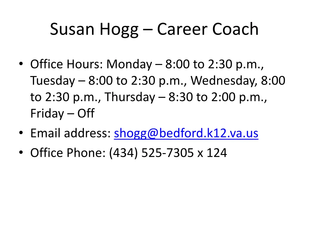 susan hogg career coach