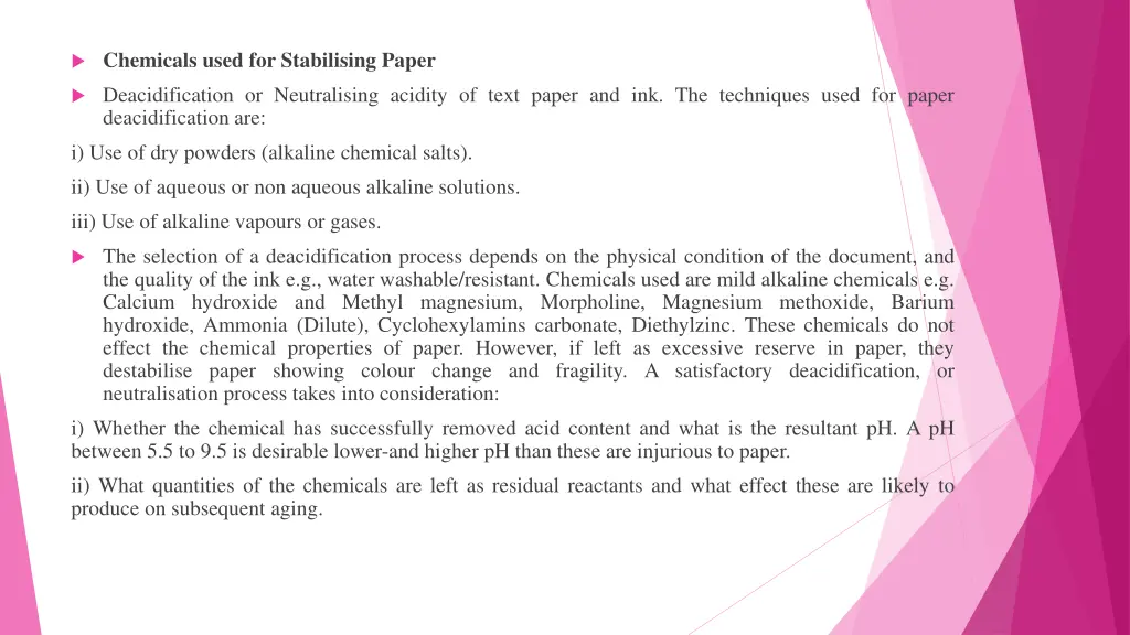 chemicals used for stabilising paper