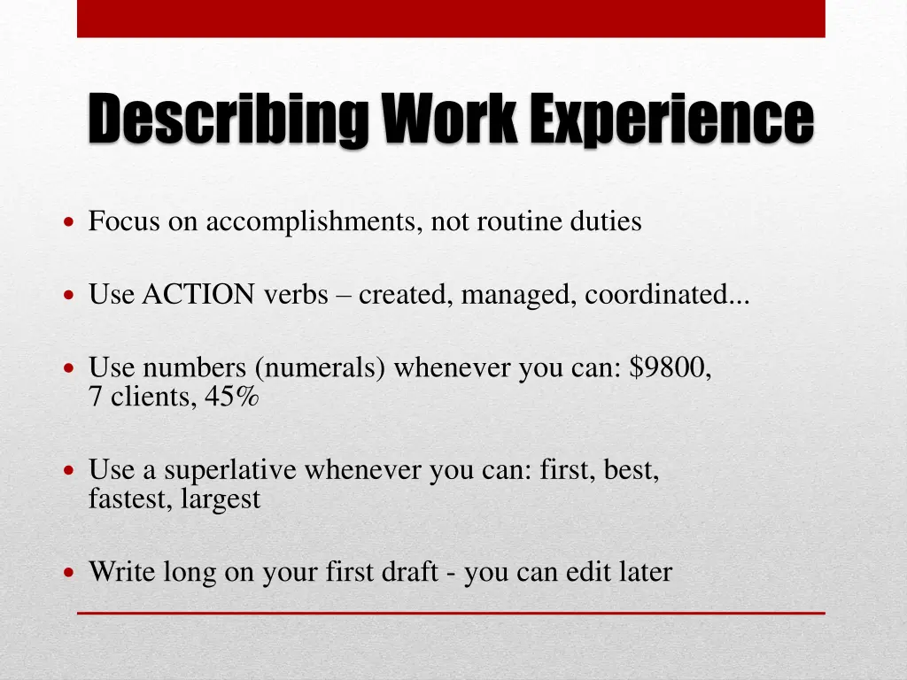 describing work experience