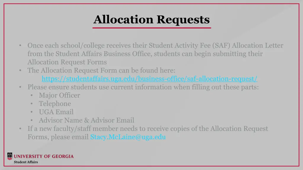 allocation requests