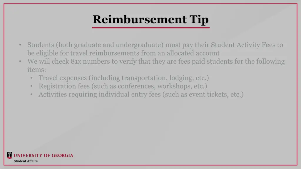 reimbursement tip