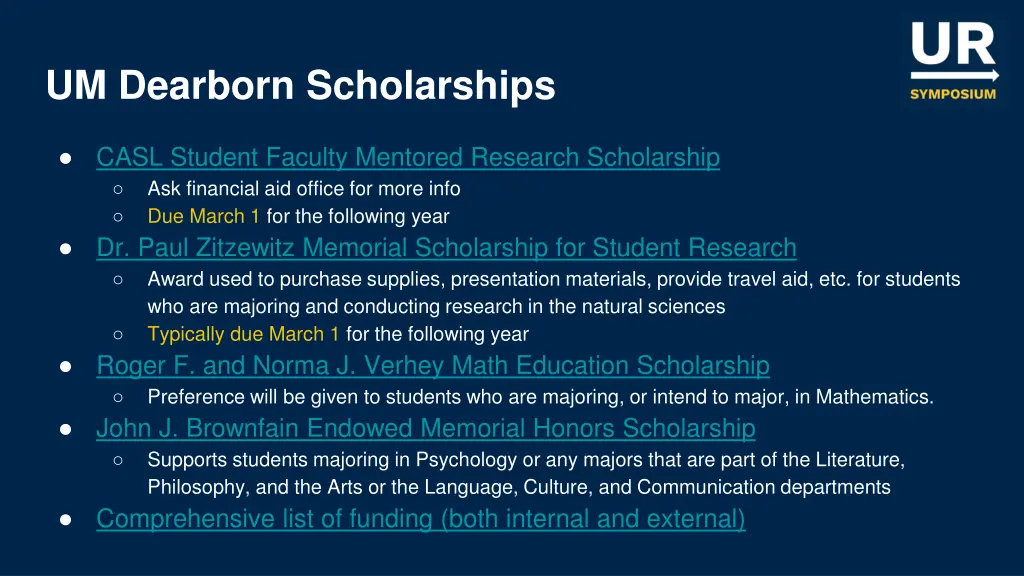 um dearborn scholarships 1