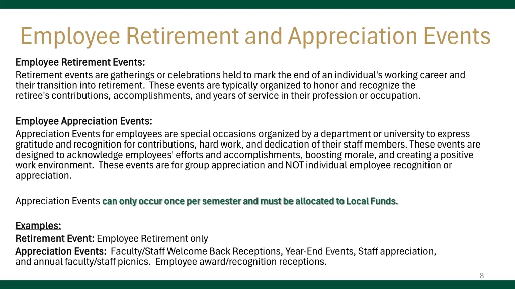 employee retirementand appreciation events