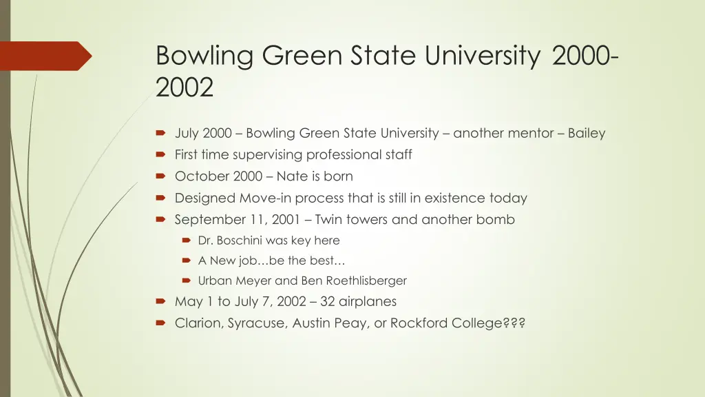 bowling green state university 2000 2002