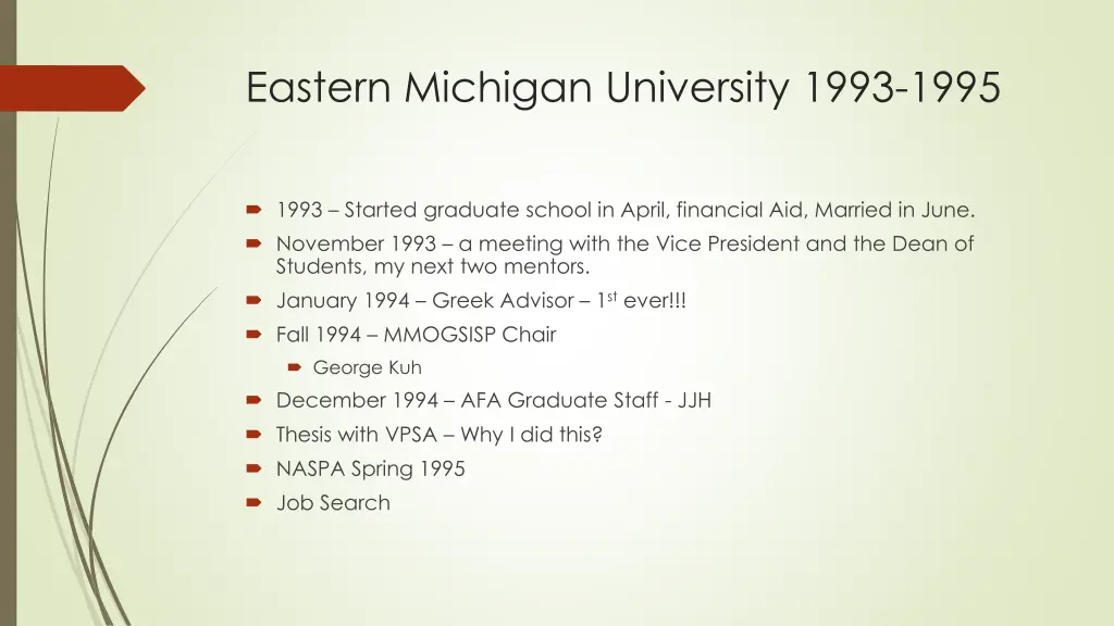eastern michigan university 1993 1995