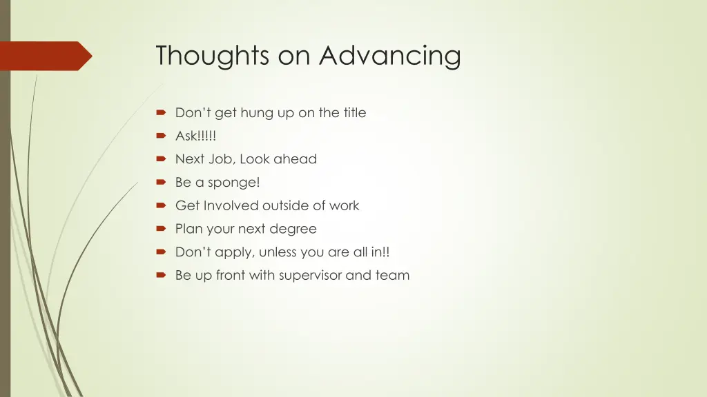 thoughts on advancing