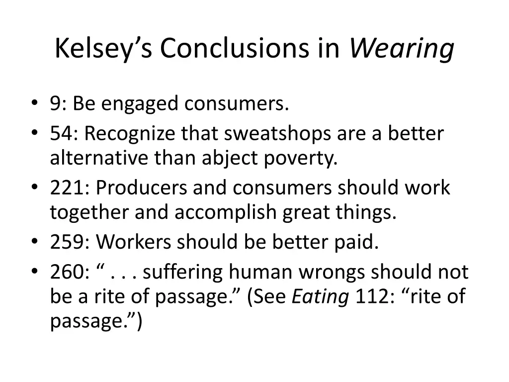 kelsey s conclusions in wearing