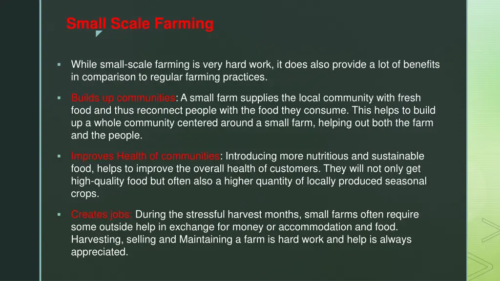 small scale farming