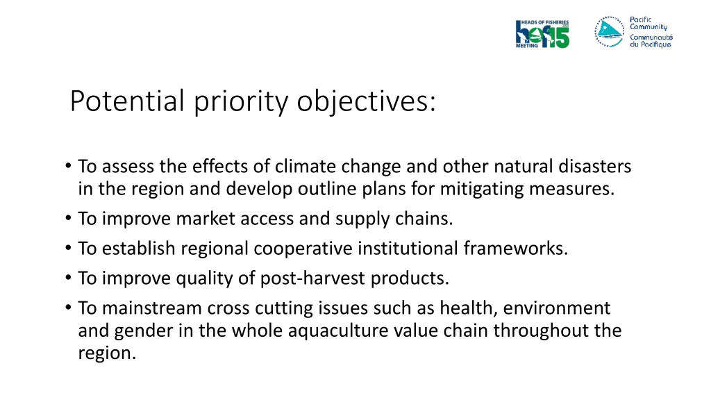 potential priority objectives 1