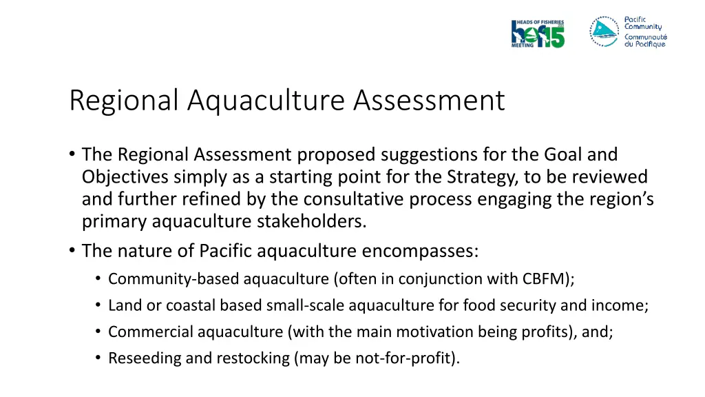 regional aquaculture assessment 1