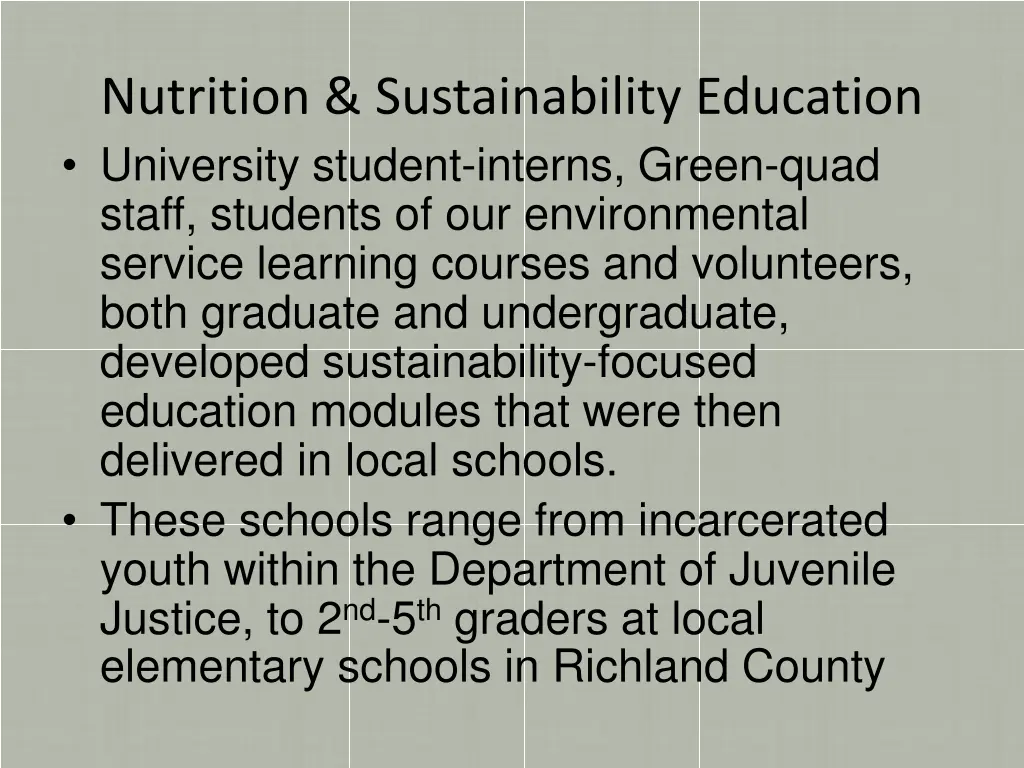 nutrition sustainability education university