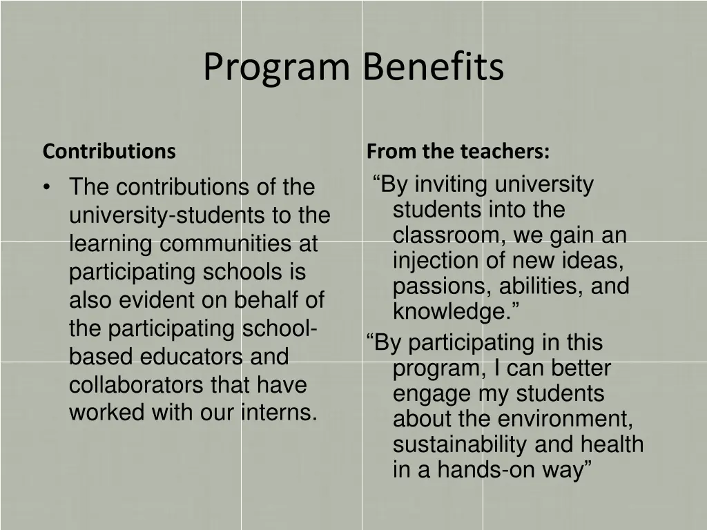 program benefits