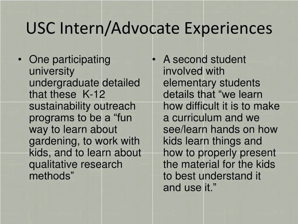 usc intern advocate experiences
