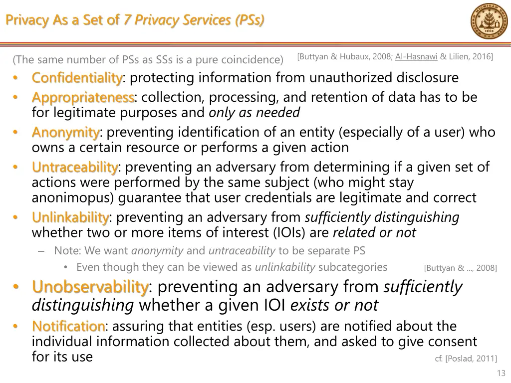 privacy as a set of 7 privacy services pss