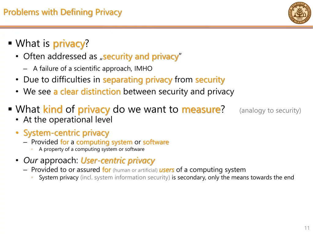 problems with defining privacy
