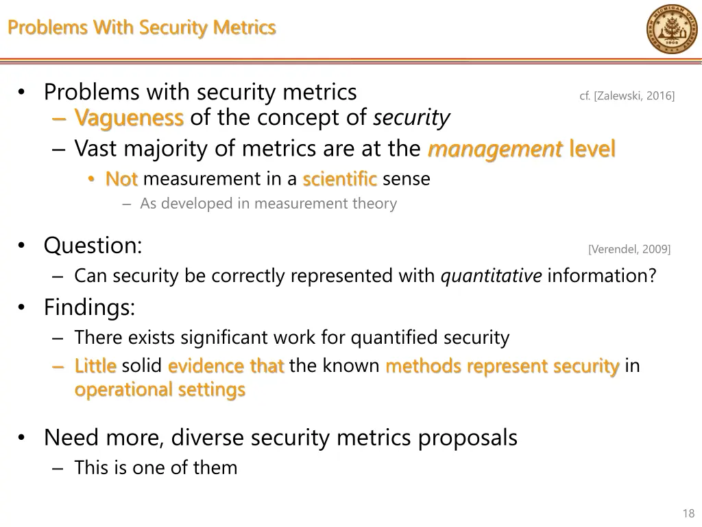 problems with security metrics