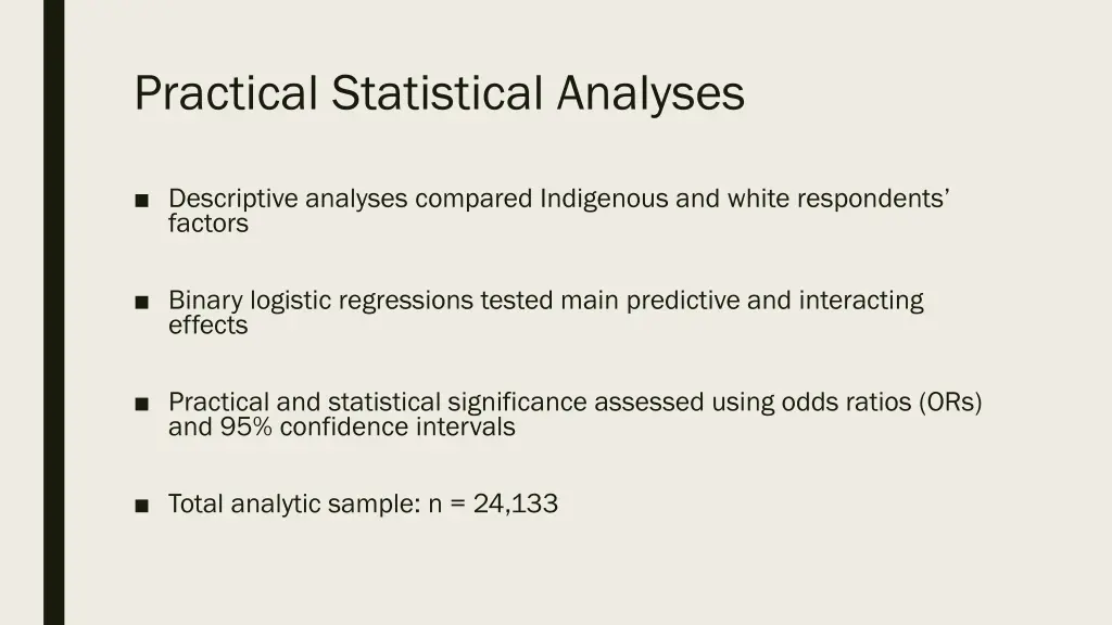 practical statistical analyses