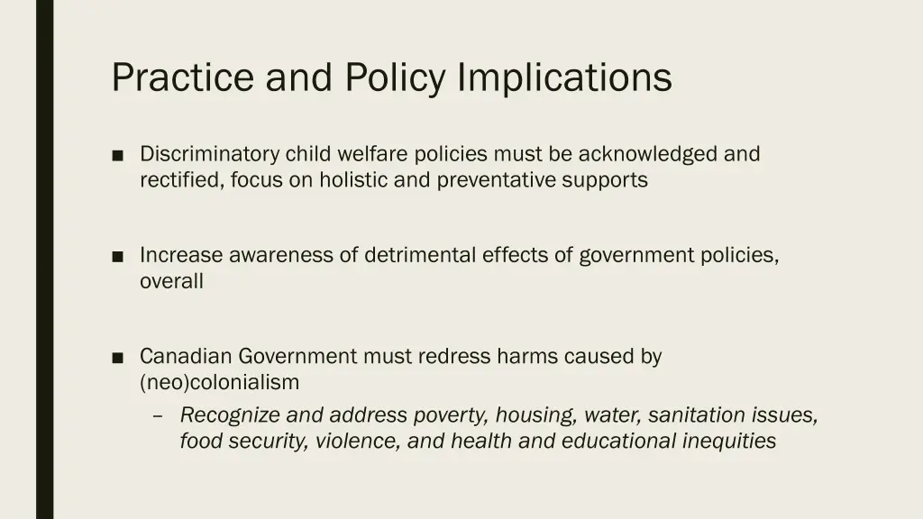 practice and policy implications