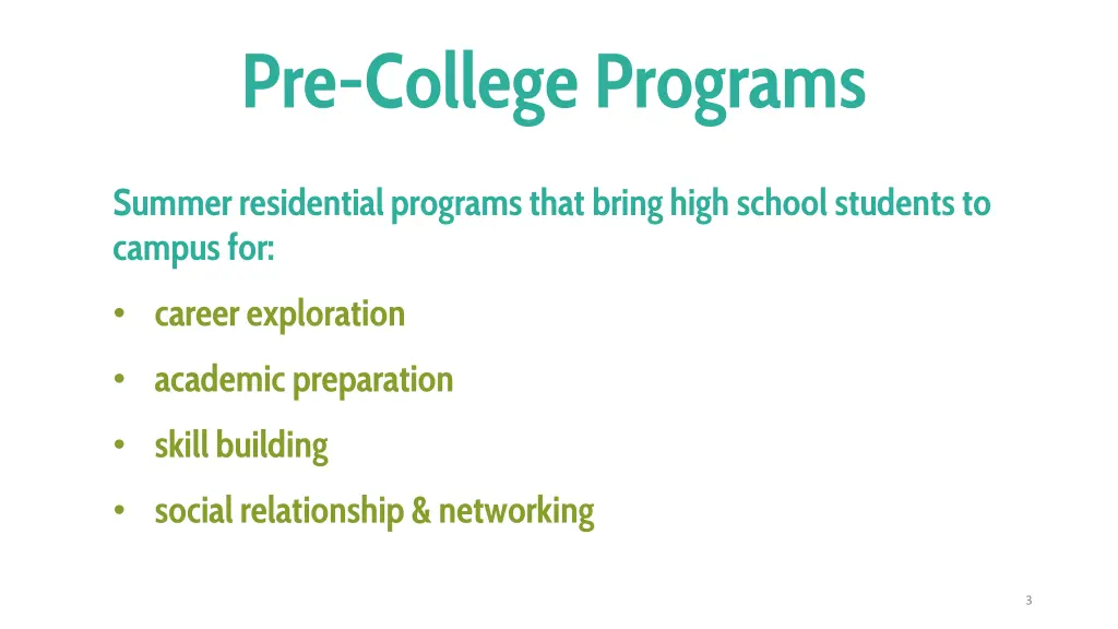 pre college programs
