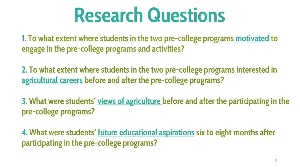 research questions